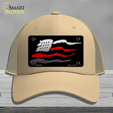 Thin Red Line Flag Novelty License Plate Hat Mesh / Khaki