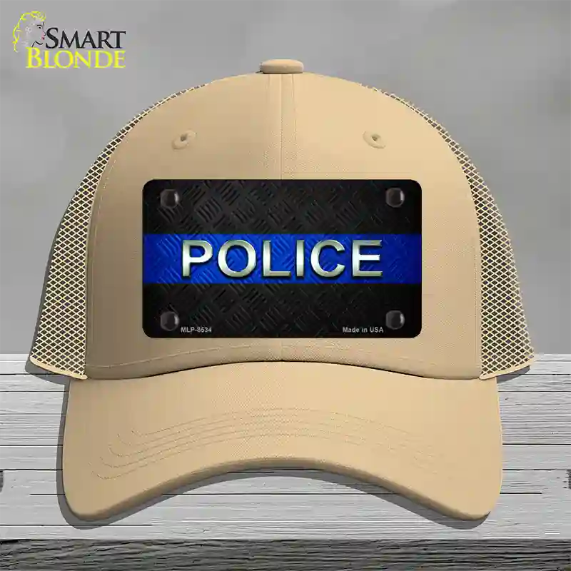 Police Thin Blue Line Novelty License Plate Hat Mesh / Khaki