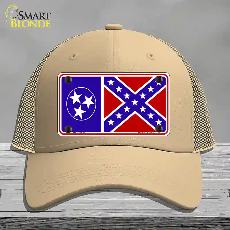 Confederate Flag Tennessee Novelty License Plate Hat Mesh / Khaki