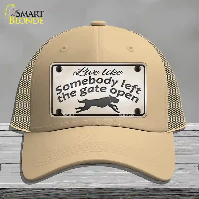 Gate Open Novelty License Plate Hat Mesh / Khaki