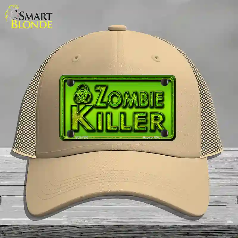 Zombie Killer Novelty License Plate Hat Mesh / Khaki