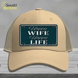 Happy Wife Happy Life Novelty License Plate Hat Mesh / Khaki