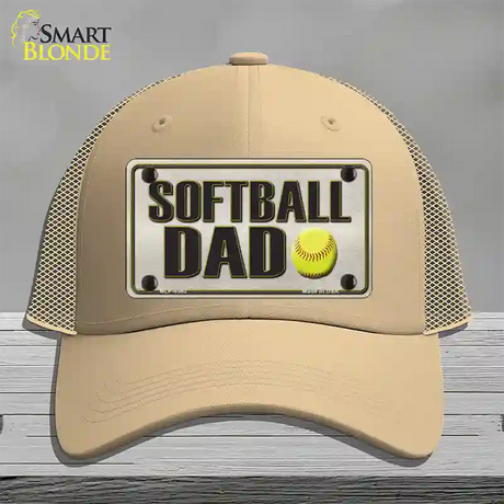 Softball Dad Novelty License Plate Hat Mesh / Khaki