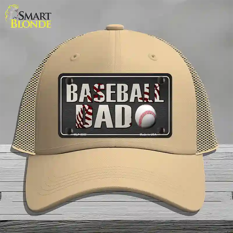 Baseball Dad Novelty License Plate Hat Mesh / Khaki