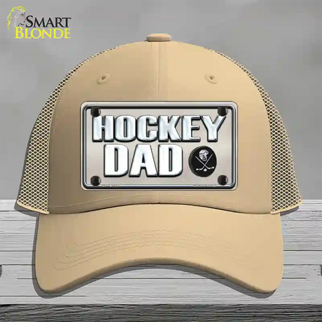 Hockey Dad Novelty License Plate Hat Mesh / Khaki