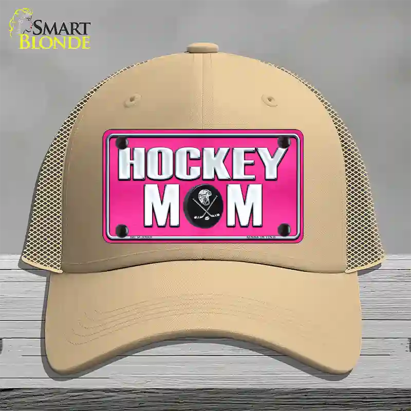 Hockey Mom Novelty License Plate Hat Mesh / Khaki