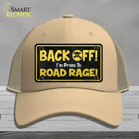 Back Off Road Rage Novelty License Plate Hat Mesh / Khaki