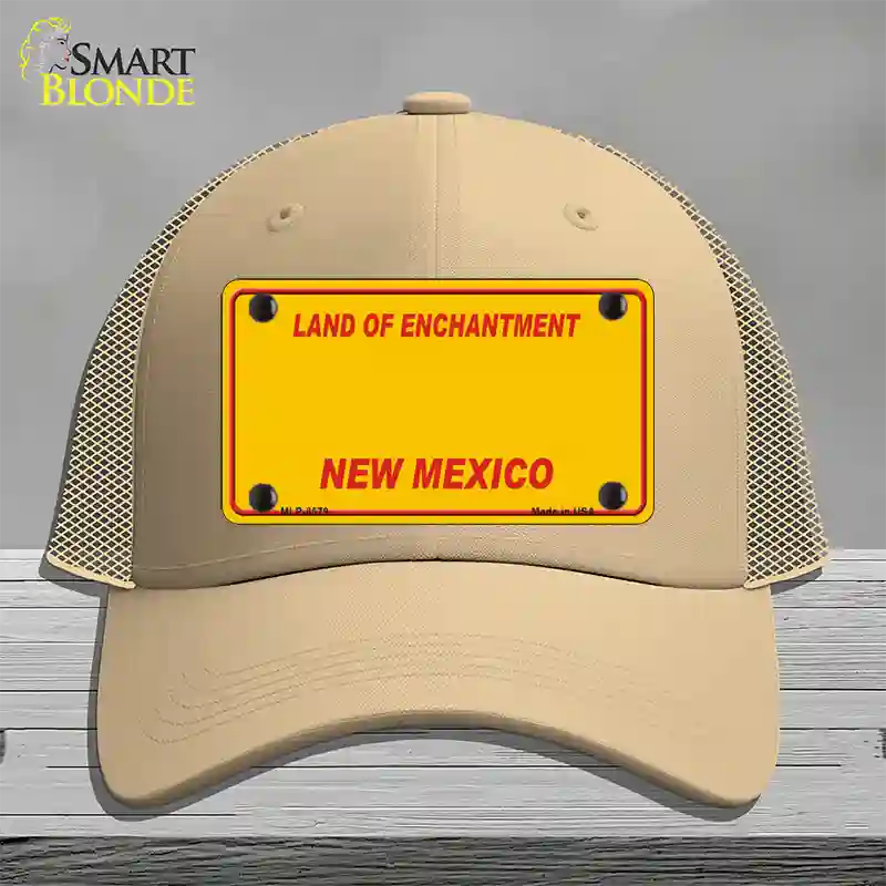 New Mexico Yellow Novelty License Plate Hat Mesh / Khaki