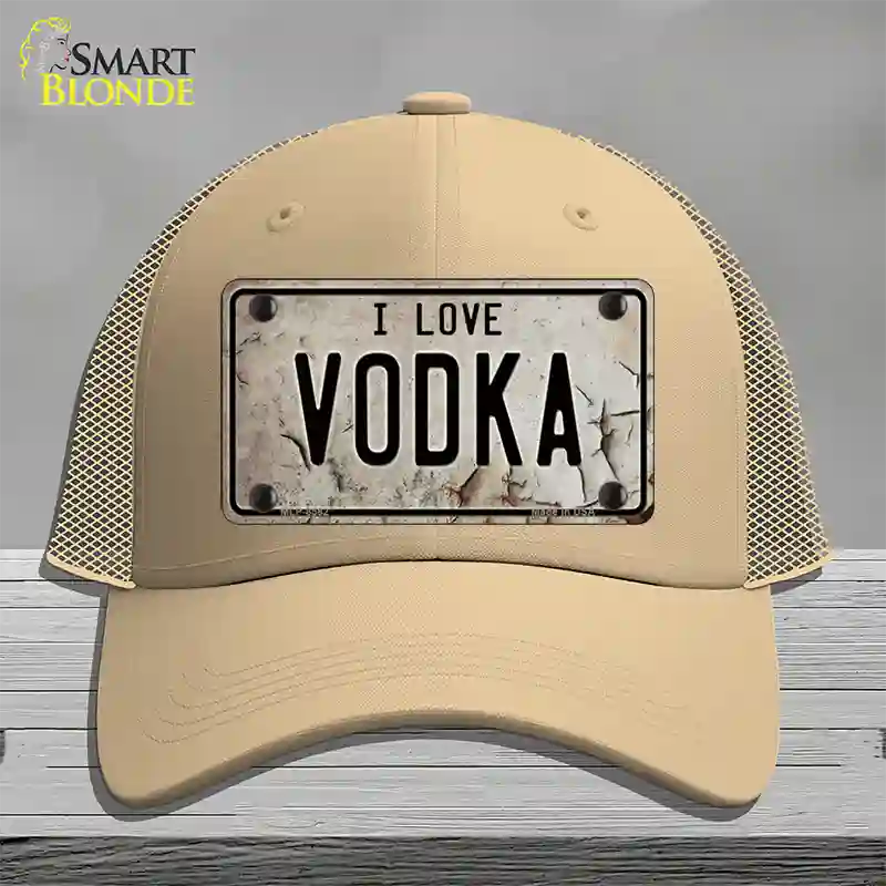 I Love Vodka Novelty License Plate Hat Mesh / Khaki