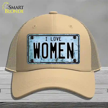 I Love Women Novelty License Plate Hat Mesh / Khaki