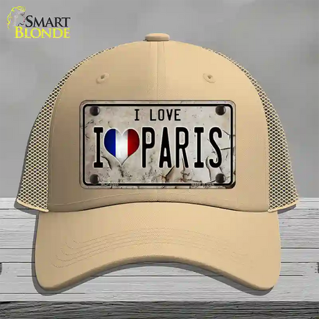 I Love Paris Novelty License Plate Hat Mesh / Khaki