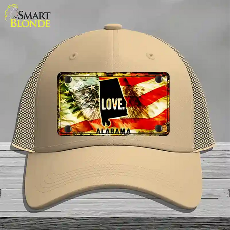 Alabama Love Novelty License Plate Hat Mesh / Khaki