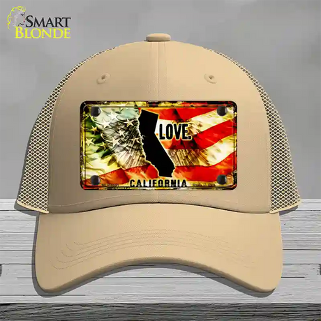 California Love Novelty License Plate Hat Mesh / Khaki