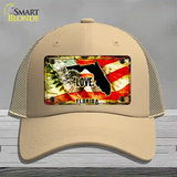 Florida Love Novelty License Plate Hat Mesh / Khaki