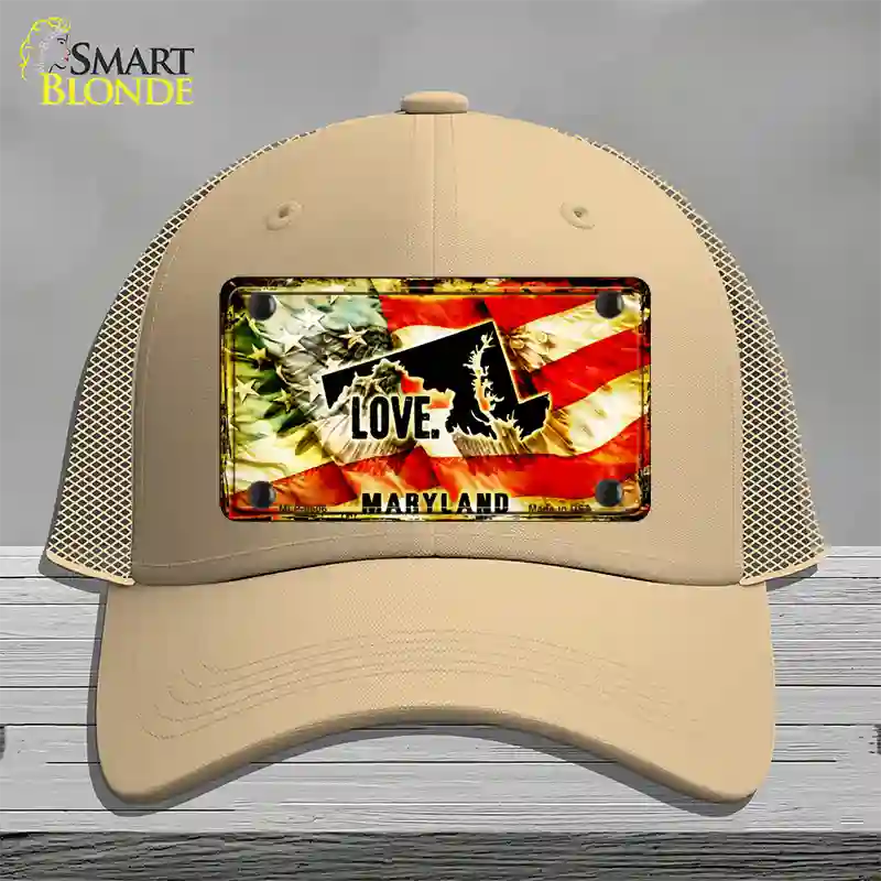 Maryland Love Novelty License Plate Hat Mesh / Khaki