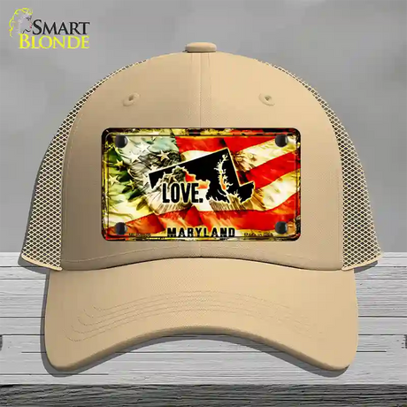 Maryland Love Novelty License Plate Hat Mesh / Khaki