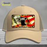 Minnesota Love Novelty License Plate Hat Mesh / Khaki