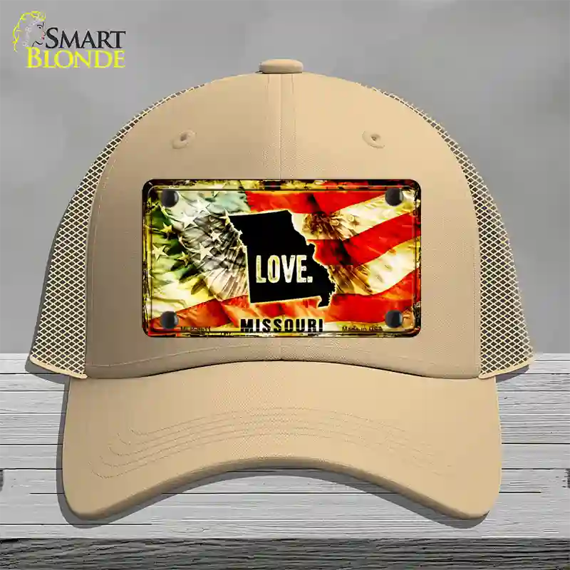 Missouri Love Novelty License Plate Hat Mesh / Khaki