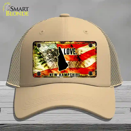 New Hampshire Love Novelty License Plate Hat Mesh / Khaki