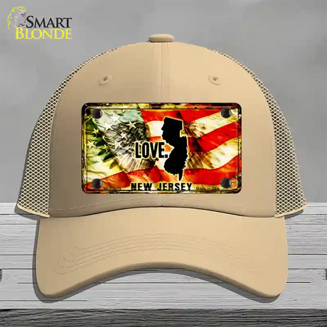 New Jersey Love Novelty License Plate Hat Mesh / Khaki