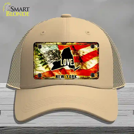 New York Love Novelty License Plate Hat Mesh / Khaki