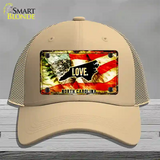 North Carolina Love Novelty License Plate Hat Mesh / Khaki