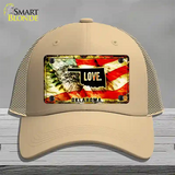 Oklahoma Love Novelty License Plate Hat Mesh / Khaki