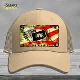 Pennsylvania Love Novelty License Plate Hat Mesh / Khaki