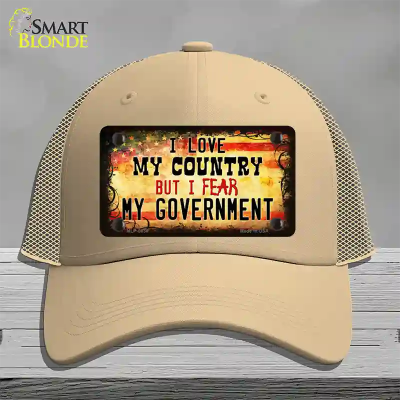 I Love My Country Novelty License Plate Hat Mesh / Khaki