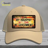 I Love My Country Novelty License Plate Hat Mesh / Khaki