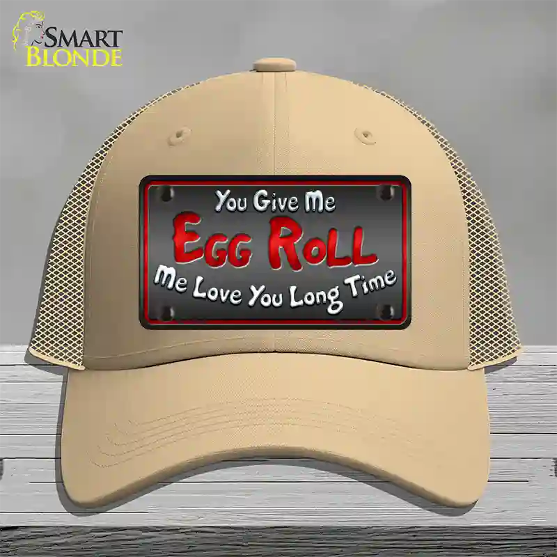 Egg Roll Novelty License Plate Hat Mesh / Khaki