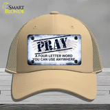 Pray Novelty License Plate Hat Mesh / Khaki