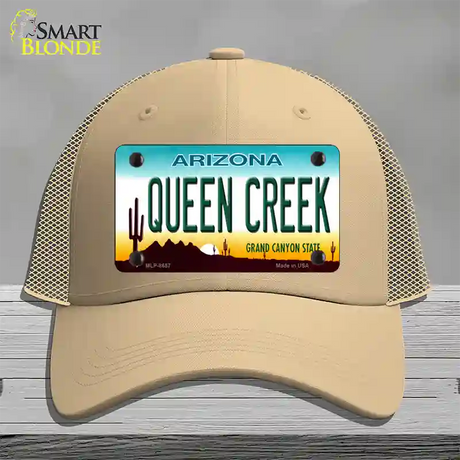 Queen Creek Arizona Novelty License Plate Hat Mesh / Khaki