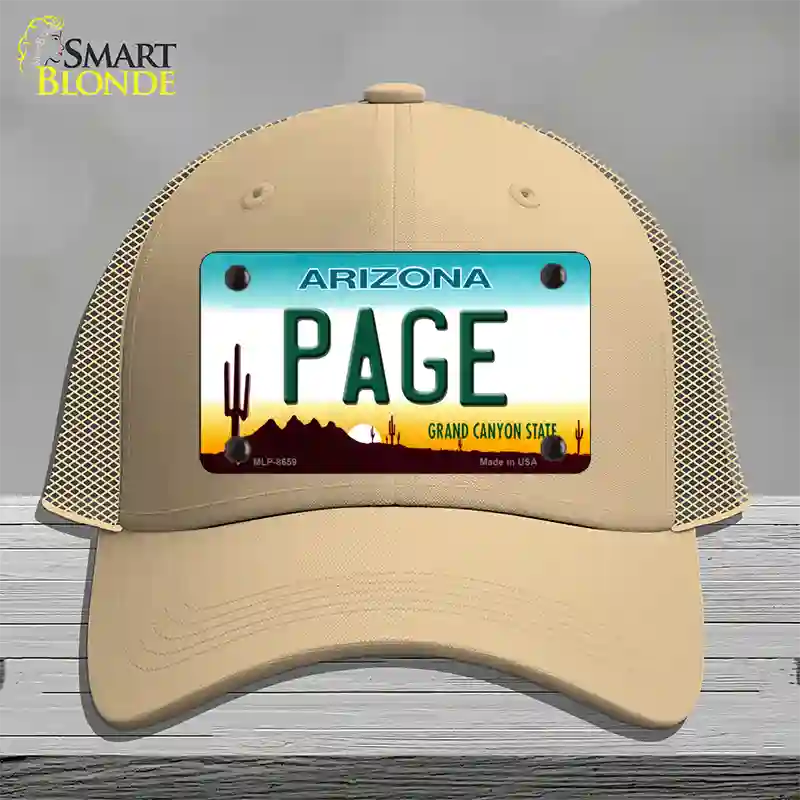 Page Arizona Novelty License Plate Hat Mesh / Khaki