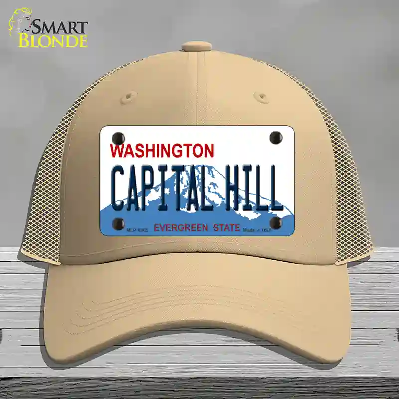 Capital Hill Washington Novelty License Plate Hat Mesh / Khaki