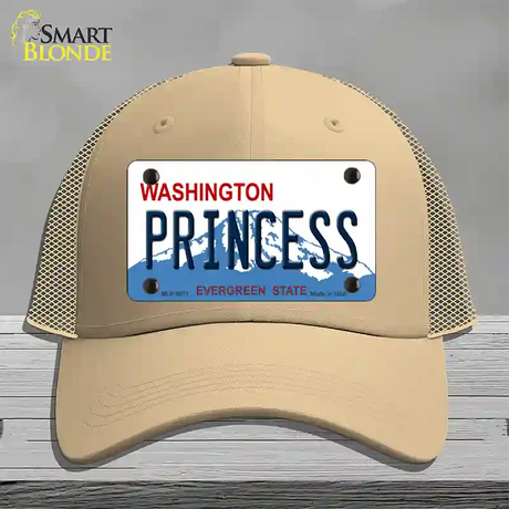 Princess Washington Novelty License Plate Hat Mesh / Khaki