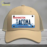 Tacoma Washington Novelty License Plate Hat Mesh / Khaki