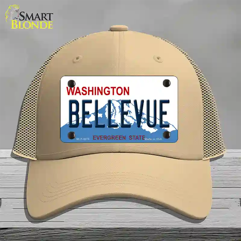 Bellevue Washington Novelty License Plate Hat Mesh / Khaki