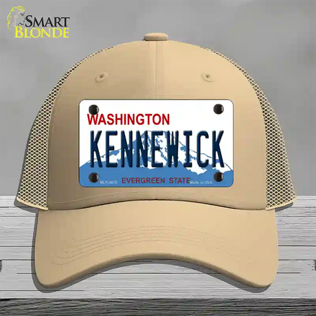 Kennewick Washington Novelty License Plate Hat Mesh / Khaki