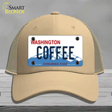 Coffee Washington Novelty License Plate Hat Mesh / Khaki