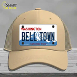 Bell Town Washington Novelty License Plate Hat Mesh / Khaki