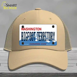 Bigfoot Territory Washington Novelty License Plate Hat Mesh / Khaki