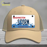 Storm Washington Novelty License Plate Hat Mesh / Khaki