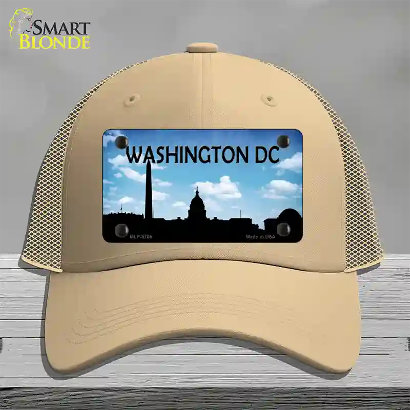 Washington DC Silhouette Novelty License Plate Hat Mesh / Khaki