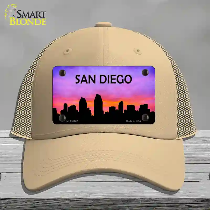 San Diego Silhouette Novelty License Plate Hat Mesh / Khaki