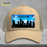 Houston Silhouette Novelty License Plate Hat Mesh / Khaki