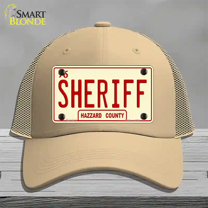 Sheriff Novelty License Plate Hat Mesh / Khaki