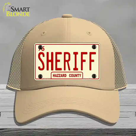 Sheriff Novelty License Plate Hat Mesh / Khaki