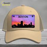 Boston Silhouette Novelty License Plate Hat Mesh / Khaki