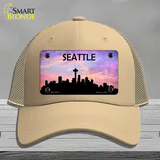 Seattle Silhouette Novelty License Plate Hat Mesh / Khaki